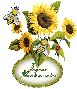 Gif animé joyeux anniversaire abeilles